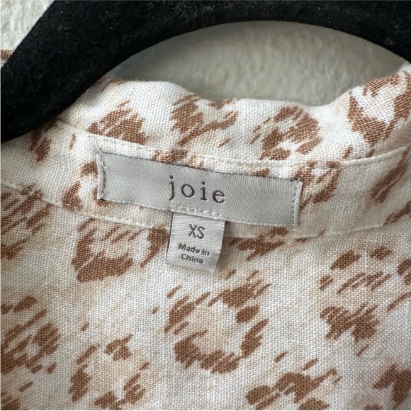 Joie Coady 100% Linen leopard print tan white button midi dress womens XS - Picture 7 of 7
